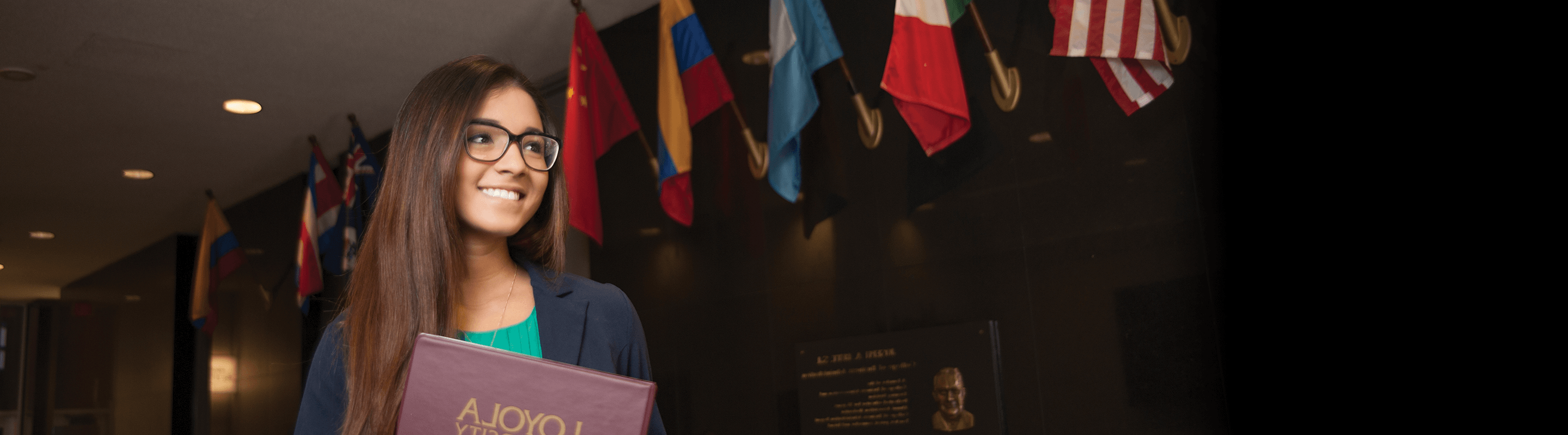 Student Among Flags